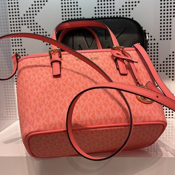 Michael Kors Jet Set Travel XS Carryall Tote Top Zip Tote Grapefruit - Picture 7 of 16